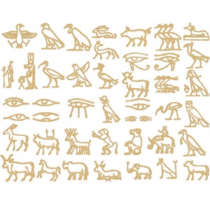 Dekaler egyptiska hieroglyfer, guld, 13,3x10cm